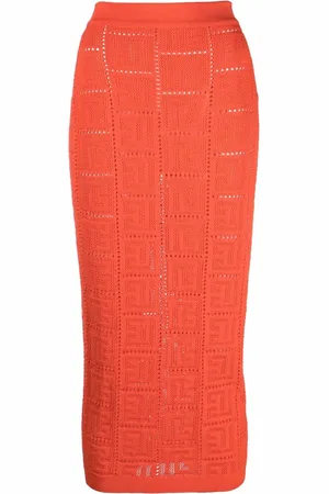Balmain Perforated monogram skirt