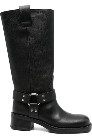 Gisel Moire 45mm Blackpool ring-buckle leather boots