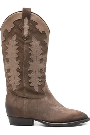 Gisel Moire 20mm leaf-detail suede boots