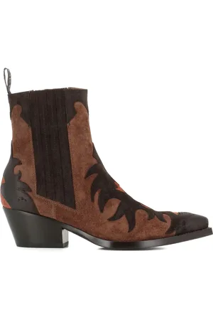 SARTORE 50mm flame-pattern suede boots