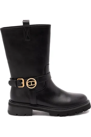 Twin-Set Buckle-embellished leather boots