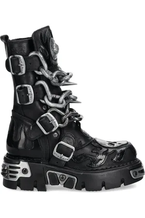 New Rock Flame-skull chain boots