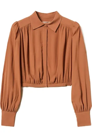 Twin-Set Gathered-cuffs cropped shirt