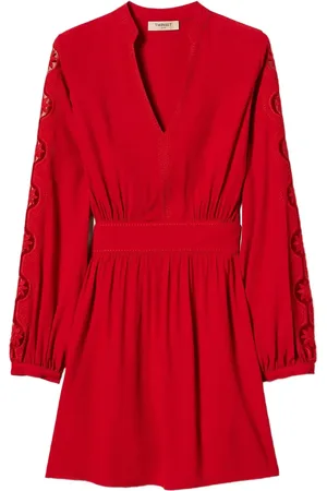 Twin-Set Embroidered V-neck mini dress