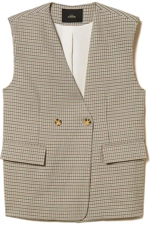Twin-Set Houndstooth-pattern double-breasted waistcoat
