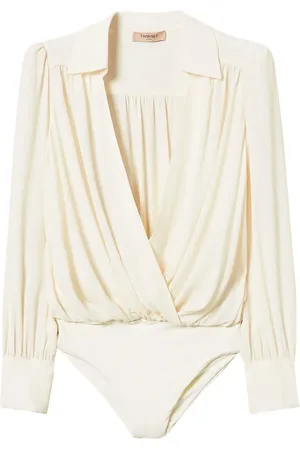 Twin-Set Gathered wrap-effect blouse
