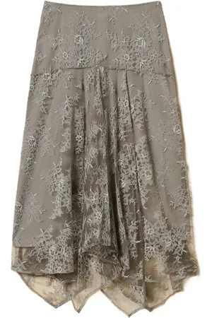Twin-Set Lace asymmetric midi skirt