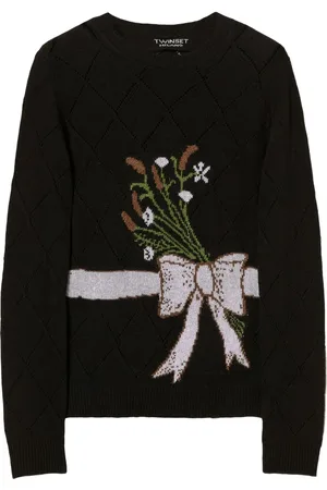 Twin-Set Floral-bow graphic sweater