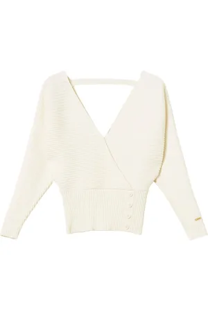 Twin-Set Rib-knit cross-front sweater