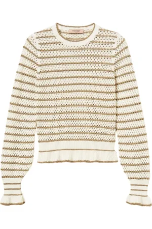 Twin-Set Lurex-striped fishnet jumper