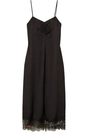 Twin-Set Lace-trimmed slip midi dress