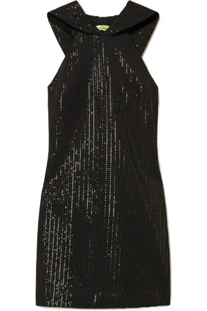 Twin-Set Sequin-embellished hooded dress