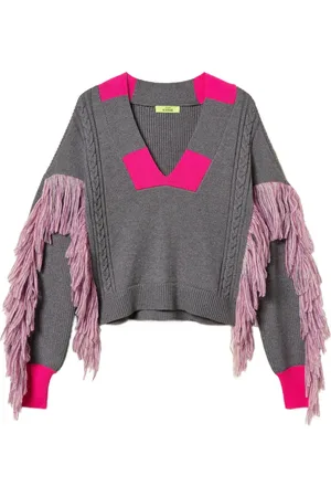 Twin-Set Myfo cable-knit fringe sweater
