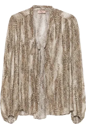 Twin-Set Animal-print tie-neck blouse
