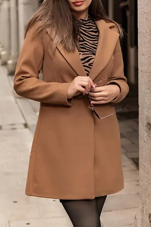 Fenzy Casaco Elegante Com Um Botão, Camel