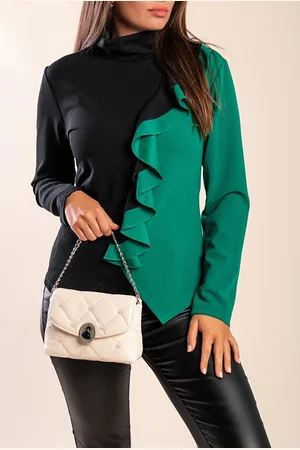 Fenzy Top Com Babados, Preto E Verde
