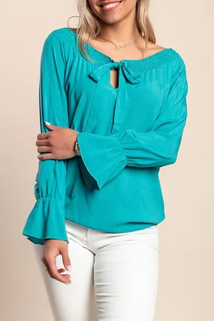 Fenzy Blusa Plus Size Com Manga 3/4, Cor Petróleo