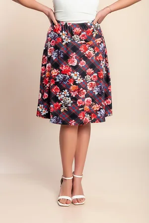 Fenzy Saia Plus Size Com Estampa Floral, Vermelha