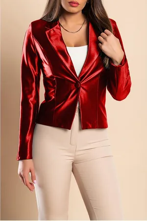 Fenzy Blazer Elegante Feito De Imitação De Cetim