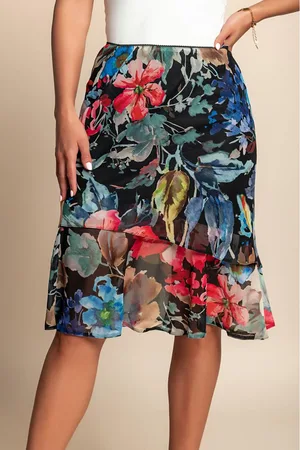 Fenzy Saia Plus Size Com Estampa Floral, Multicolorida