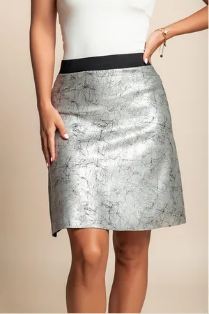 Fenzy Mini Saia Plus Size, Prata