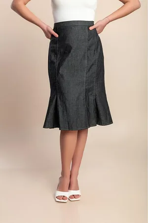 Fenzy Saia Jeans Midi Plus Size