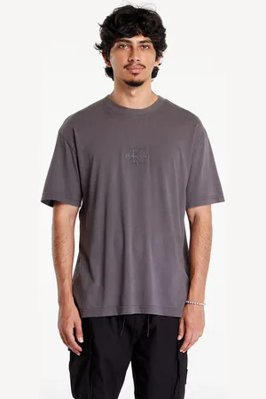 Calvin Klein T-shirt Jeans Washed Monologo Short Sleeve Tee Gray M
