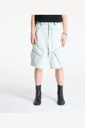 MARCELO BURLON Shorts Bleach Denim Wide Cargo Shorts L