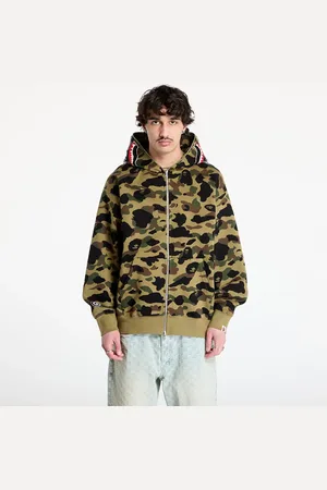 A Bathing Ape Sweatshirt 1St Camo Jacquard Shark Relaxed Fit Full Zip Hoodie UNISEX XXL