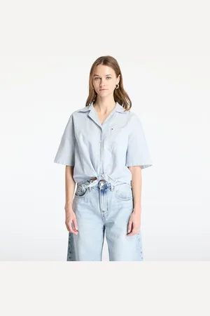 Tommy Hilfiger Shirt Tommy Jeans Crop Linen Shortsleeve Shirt L