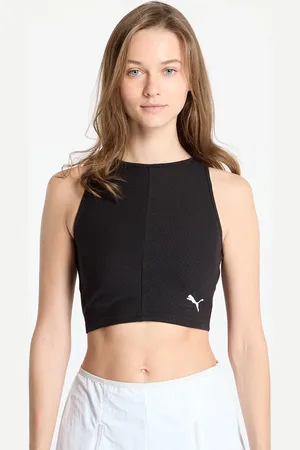PUMA Top Wardrobe Essentials Ribbed Crop Top Black L