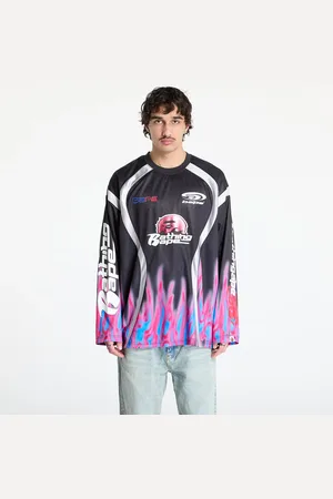 A Bathing Ape Jersey Flame Pattern Multilogo Relaxed Fit Football Jersey UNISEX M