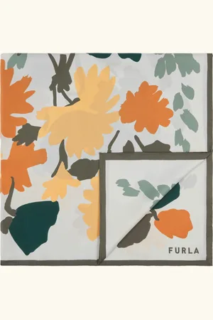 Furla Tortona Lenço Toni Agave Sarja De Seda Com Padrão Bouquet