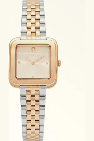 Furla Diamante Relógio Com Caixa Quadrada Color Oro Rosa Metal