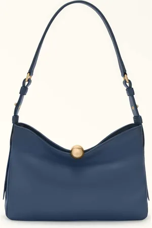Furla Sfera Soft Mala De Ombro M Denim Pele De Bezerro Verona