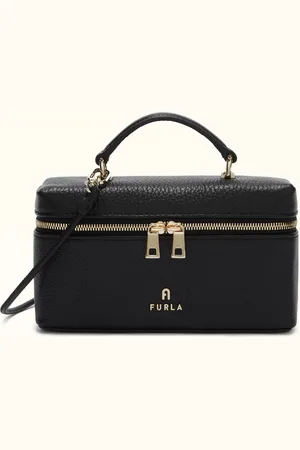 Furla Camelia Mini Mala Nero Pele De Bezerro Granulada
