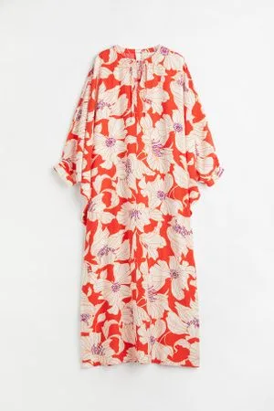 H&M Vestido cafetã com atilhos