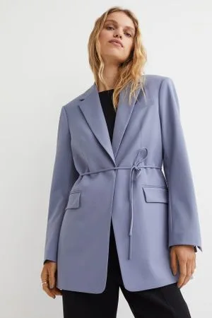 H&M Casaco ligeiramente comprido com cinto de atar