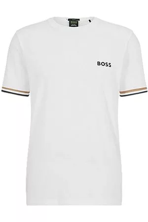 HUGO BOSS T-shirt de gola redonda com logótipo e riscas exclusivas