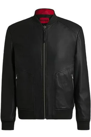 HUGO BOSS Casaco estilo bomber de ajuste slim em pele