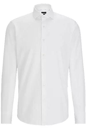 HUGO BOSS Camisa de ajuste regular em sarja de algodão elástico fácil de engomar