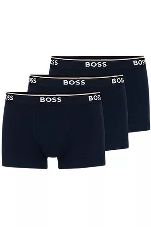 HUGO BOSS Conjunto de três boxers de algodão elástico com cintura com logótipo