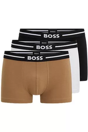 HUGO BOSS Conjunto de três boxers de algodão elástico com cintura com logótipo