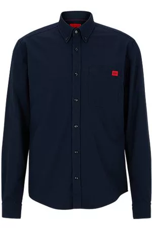 HUGO BOSS Homem Camisas de Algodao - Camisa de ajuste slim em algodão Oxford com etiqueta de logótipo tecido