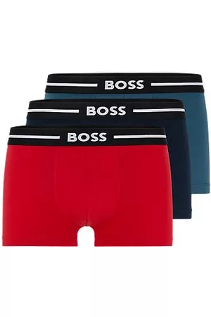 HUGO BOSS Conjunto de três boxers de algodão elástico com cintura com logótipo