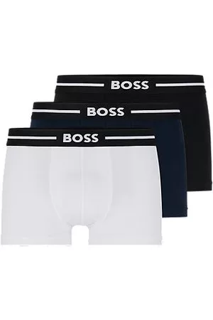 HUGO BOSS Homem Boxers de algodão - Conjunto de três boxers de algodão elástico com cintura com logótipo