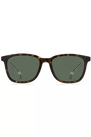 HUGO BOSS Havana-acetate sunglasses with transparent temples