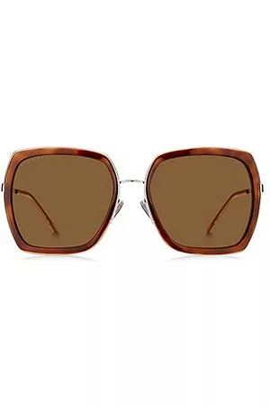 HUGO BOSS Angular sunglasses with Havana frames and signature hardware