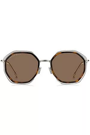 HUGO BOSS Angular sunglasses in Havana acetate with brown lenses
