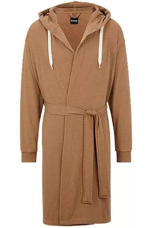 HUGO BOSS Homem Noite & Conforto - Melange hooded dressing gown with logo sleeves